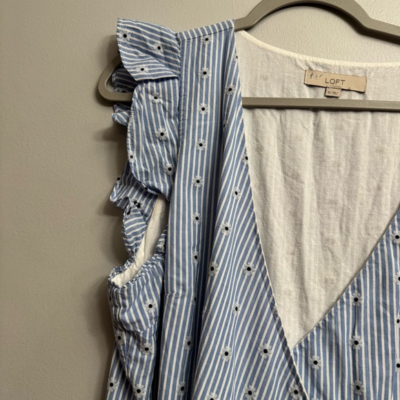 5/$20 LOFT Blue and White Striped wrap Dress - Picture 4 of 8